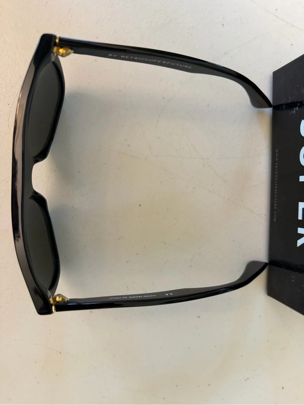 RetroSuperFuture Flat Top Acetate Frame Black Sunglasses
